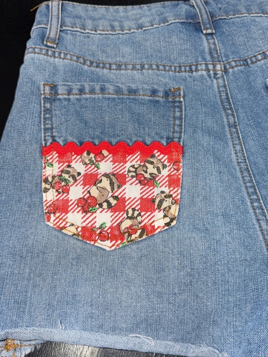 Thorn & Fable Raccoons & Cherries Gingham Shorts - Picture 8 of 12
